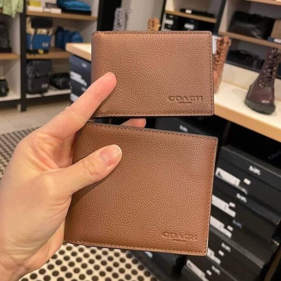 NWT - COACH Men Compact 3 In 1 Wallet -  BESTSELLER - Dark Saddle - Picture 9 of 14